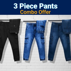 লাইট ব্লু ডিপ ব্লু এন্ড  ফুল  ব্ল্যাক ডেনিম কার্গো  জিন্স প্যান্ট, ট্রিপল কম্বো অফার