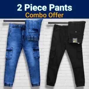লাইট ব্লু এন্ড ফুল ব্ল্যাক  কার্গো জিন্স প্যান্ট, ডাবল কম্বো অফার
