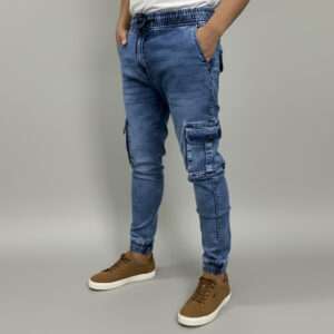 লাইট ব্লু ডেনিম কার্গো প্যান্ট