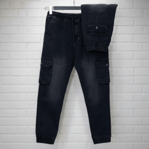 ব্ল্যাক শ্যাডোওয় ডেনিম কার্গো জিন্স প্যান্ট