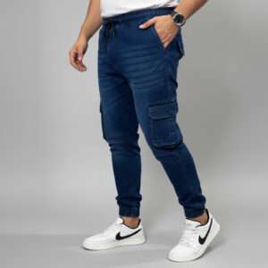 ডিপ ব্লু ডেনিম কার্গো জিন্স প্যান্ট