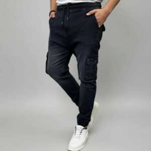 ব্ল্যাক শ্যাডোওয় ডেনিম কার্গো জিন্স প্যান্ট