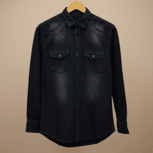 ব্ল্যাক শ্যাডো চায়না বাটন ডেনিম জিন্স শার্ট