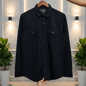 ফুল ব্ল্যাক চায়না বাটন ডেনিম জিন্স শার্ট