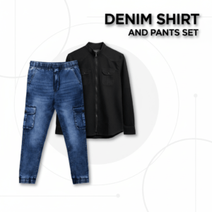 ডেনিম  ব্ল্যাক  শার্ট এবং ব্লু  প্যান্ট  সেট
