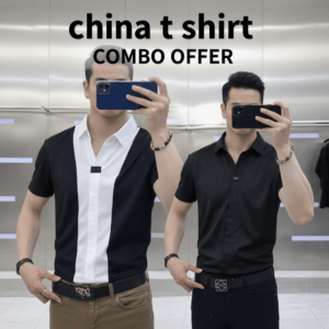 চায়না  ওহীতে এন্ড ব্ল্যাক  টি-শার্ট কম্বো