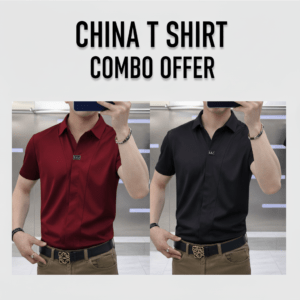 চায়না মেরুন এন্ড ব্ল্যাক  টি-শার্ট কম্বো